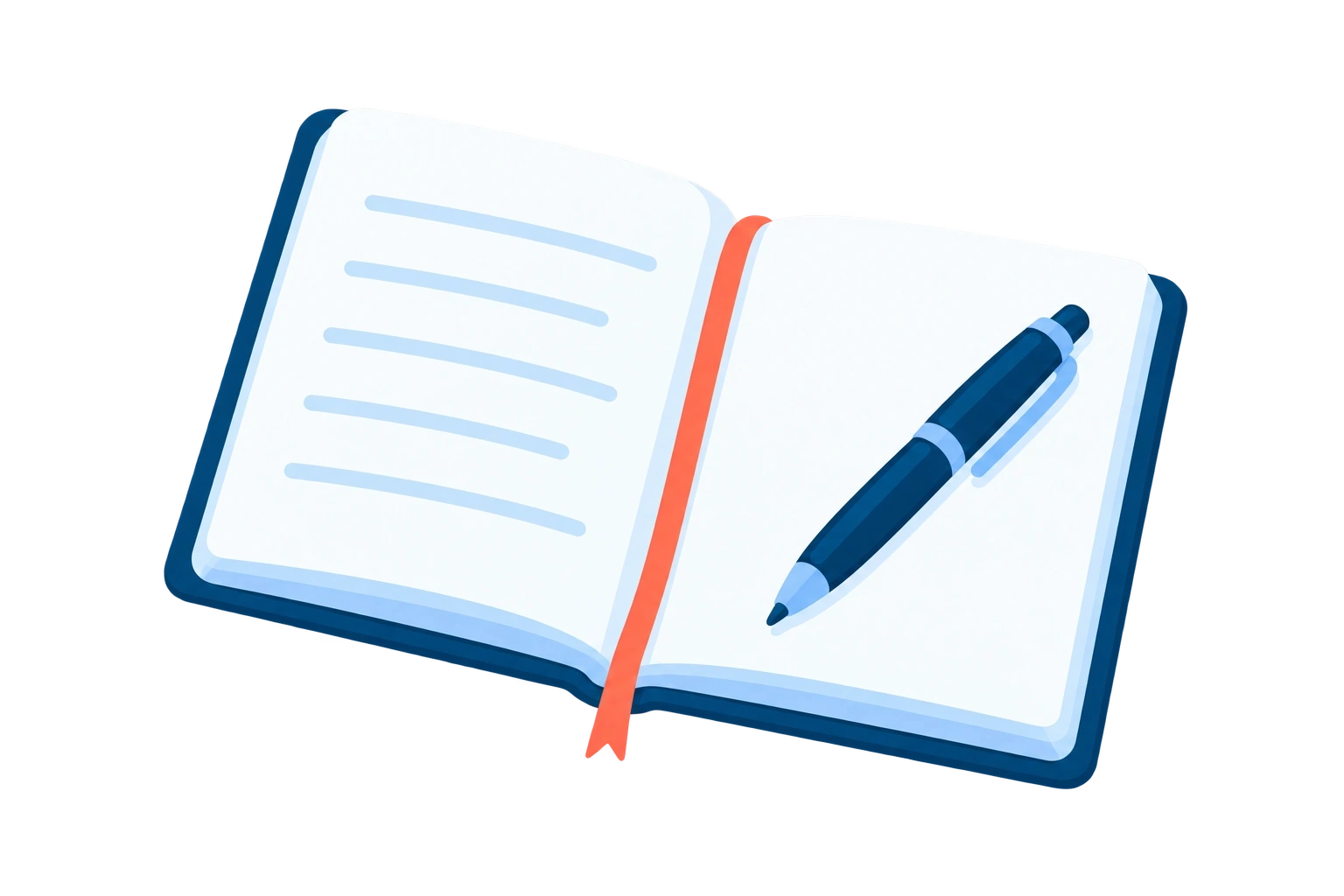 Cuaderno abierto y bolígrafo para preparar preguntas antes de la consulta